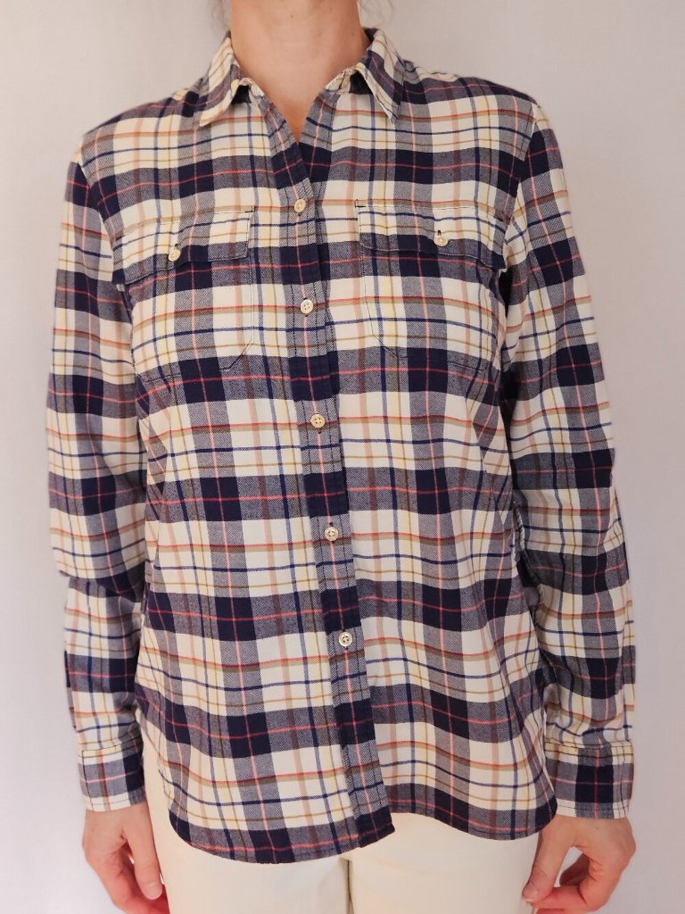 L.L. Bean Signature Lightweight Cotton Flannel Plaid Shirt - Sz 8